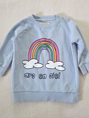 HUGO Loves Tiki Blue Kids Rainbow Sweatshirt Arc En Ciel Graphic 4t Toddler Kids